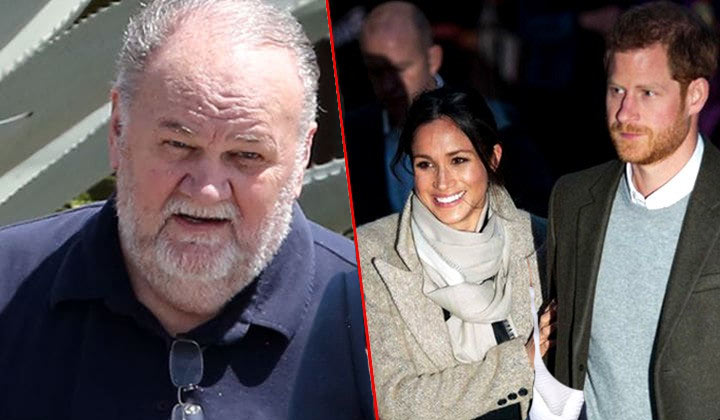 Photo of Prince Harry, Meghan Markle, and Thomas Markle